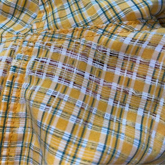The North Face Button Down Zip Pocket Short Sleeve Yellow Plaid Men's Size XL - Picture 12 of 13